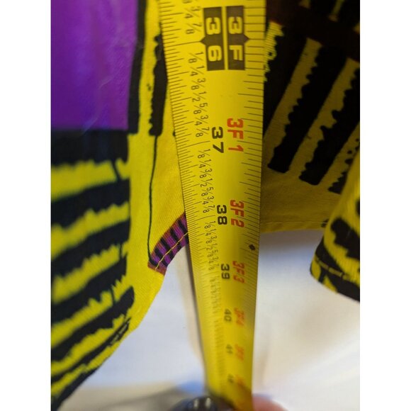 Neelam African Print Wrap Skirt Free Size Yellow & Purple Bold Pattern - Picture 3 of 5